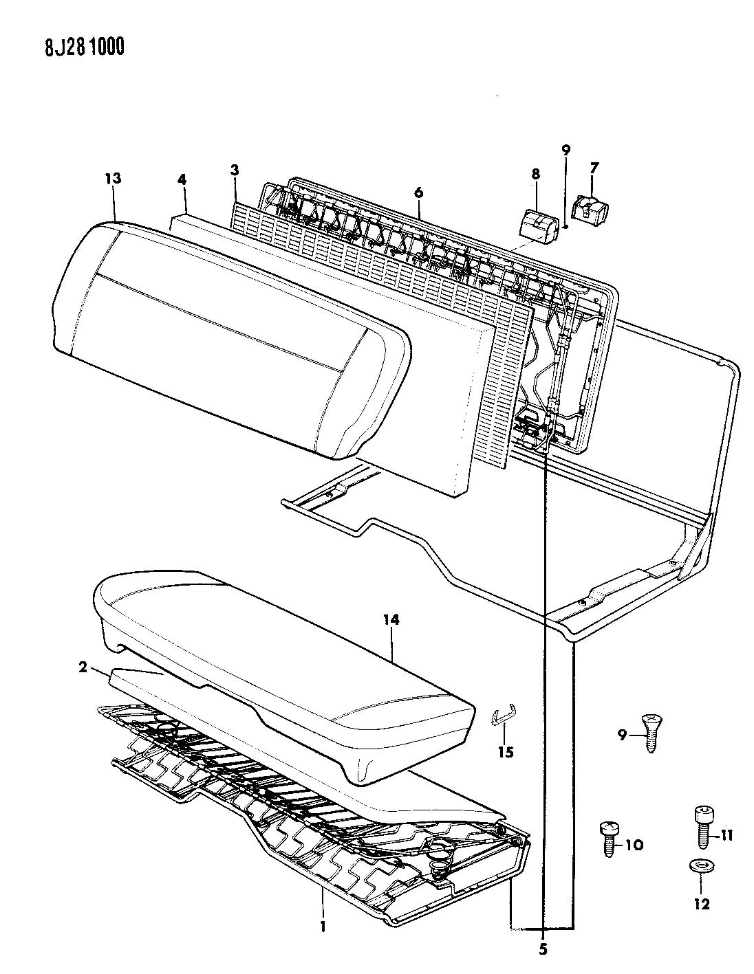 FRAME, PAD, AND COVERS BENCH SEAT GRAND WAGONEER 1987-88