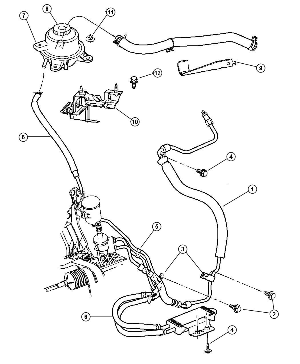 2001 Chrysler Town Country Hoses Power Steering 3 5L Engine