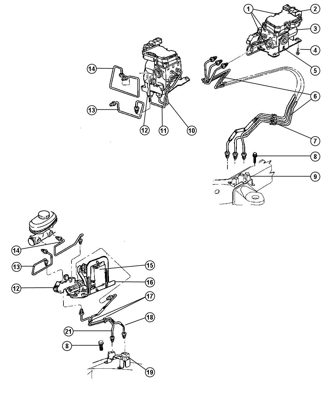 2000 Dodge Dakota Lines,Brake,From EHCU or RWAL II to FrameAN 1,AN 5