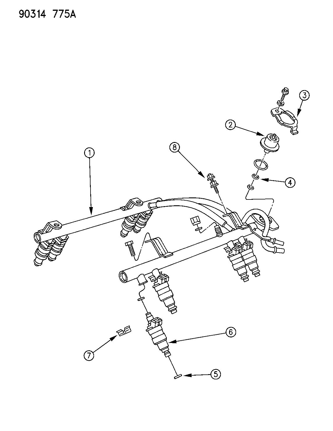 1993 Dodge Dakota FUEL RAIL 3.9L AND 5.2L AND 5.9L ENGINE B,N,D BODY