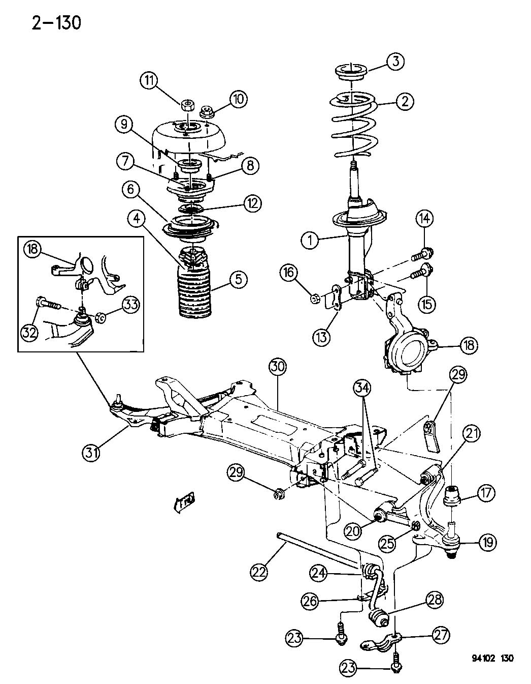 1995 Chrysler Lebaron SUSPENSION, FRONT J BODY