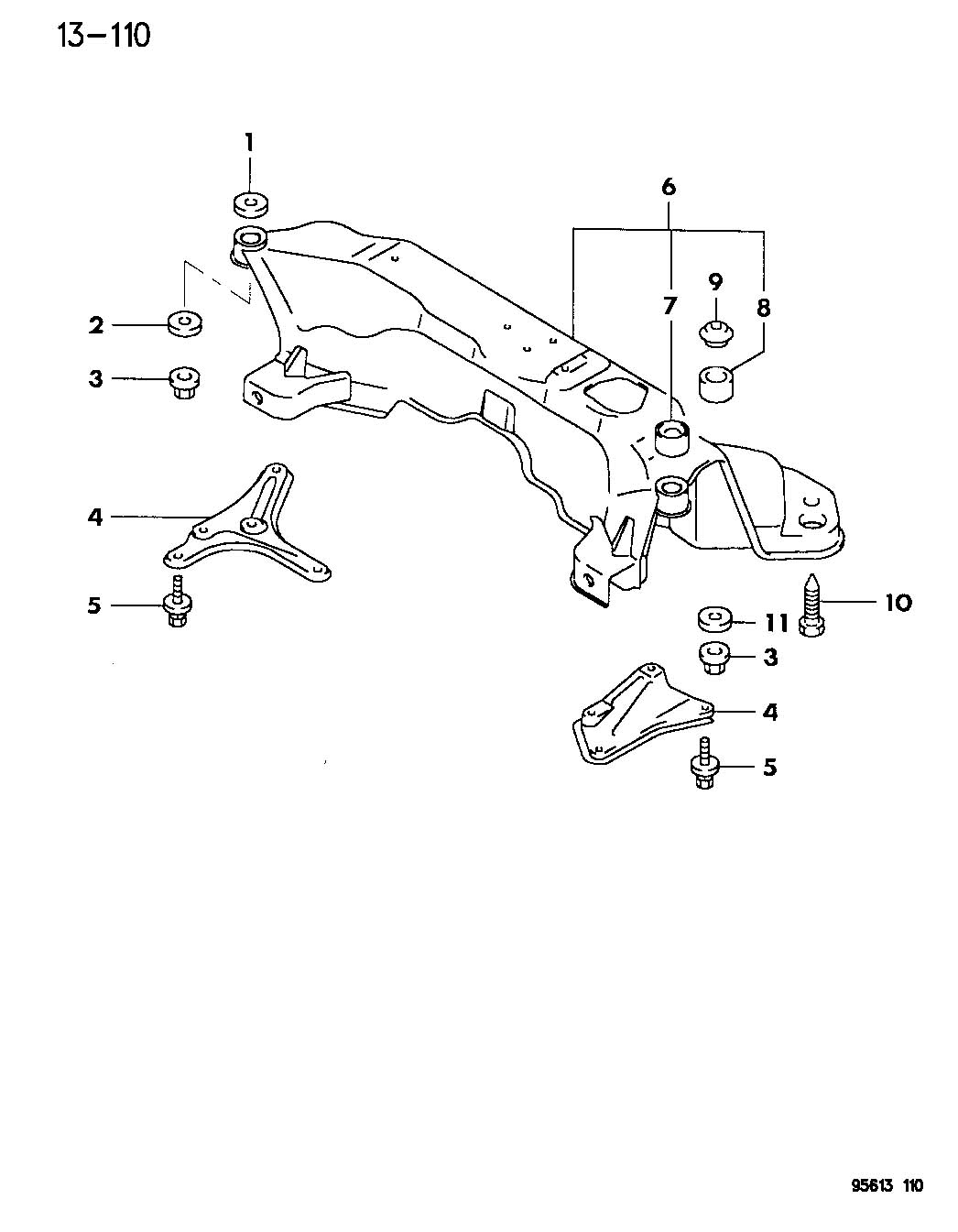 Eagle Talon Crossmember. Front axle - MR316475 | Factory Chrysler Parts