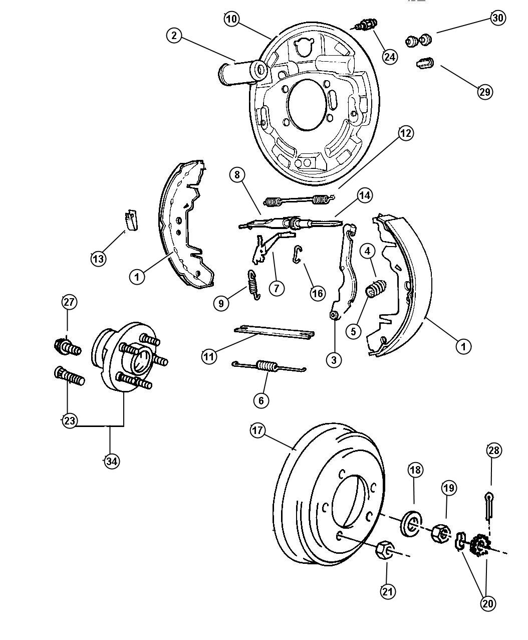 2000 Dodge Caravan Used for HUB AND BEARING. Brake 04683316