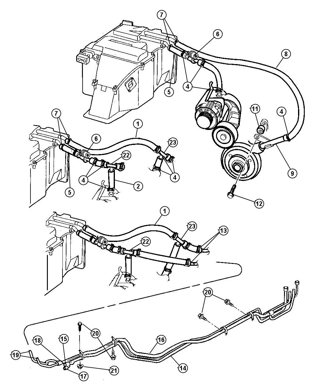 55055694AB - Chrysler Cap. Water pump. Heater hose. 5/8. Water pump ...