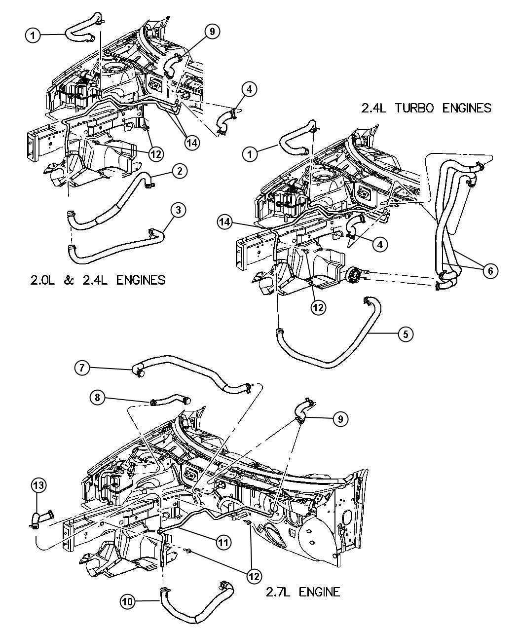 2001 Chrysler Sebring Plumbing, Heater