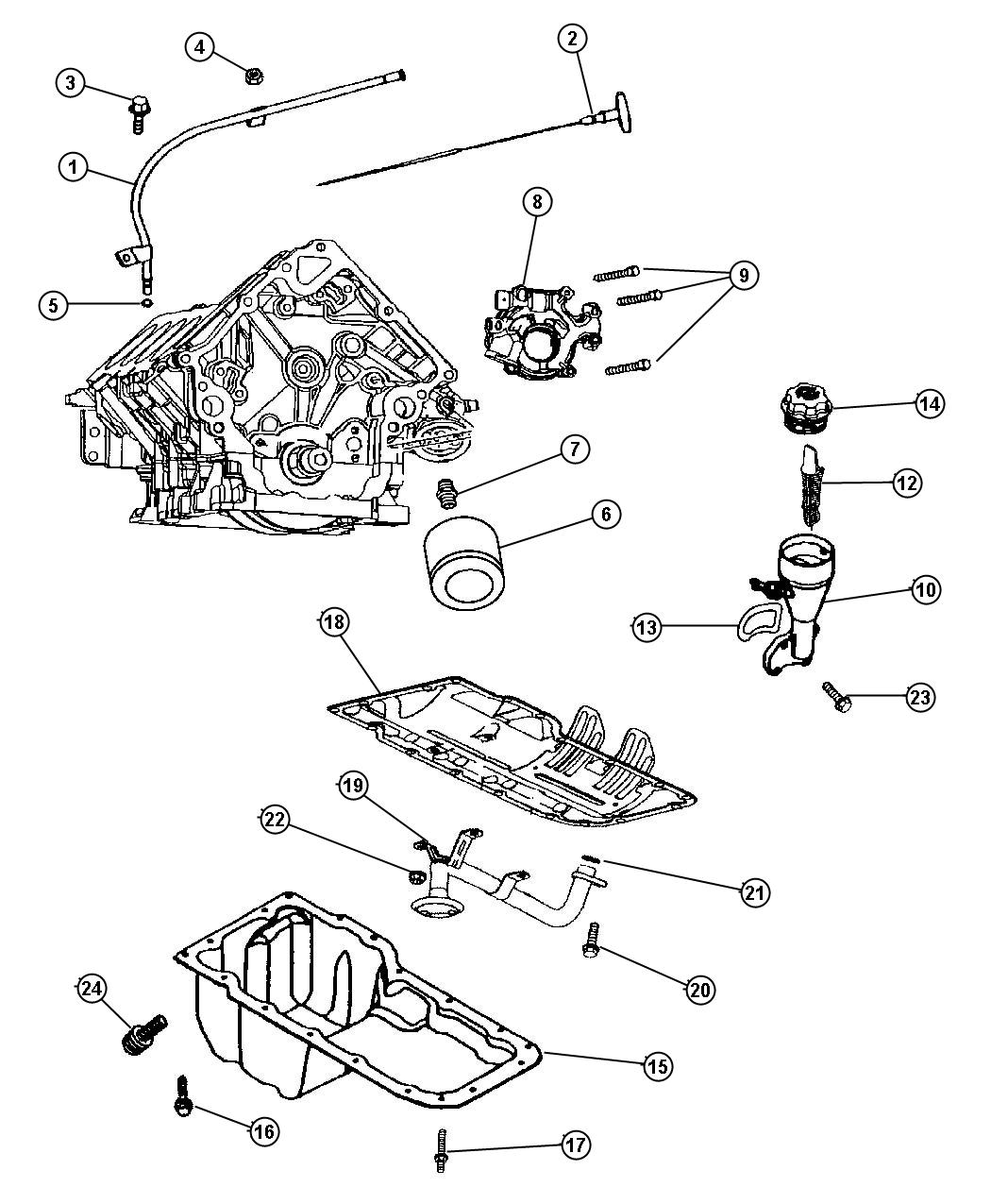 2002 Dodge Ram 1500 Engine Oiling, 4.7L [Engine- 4.7L V8 MPI].