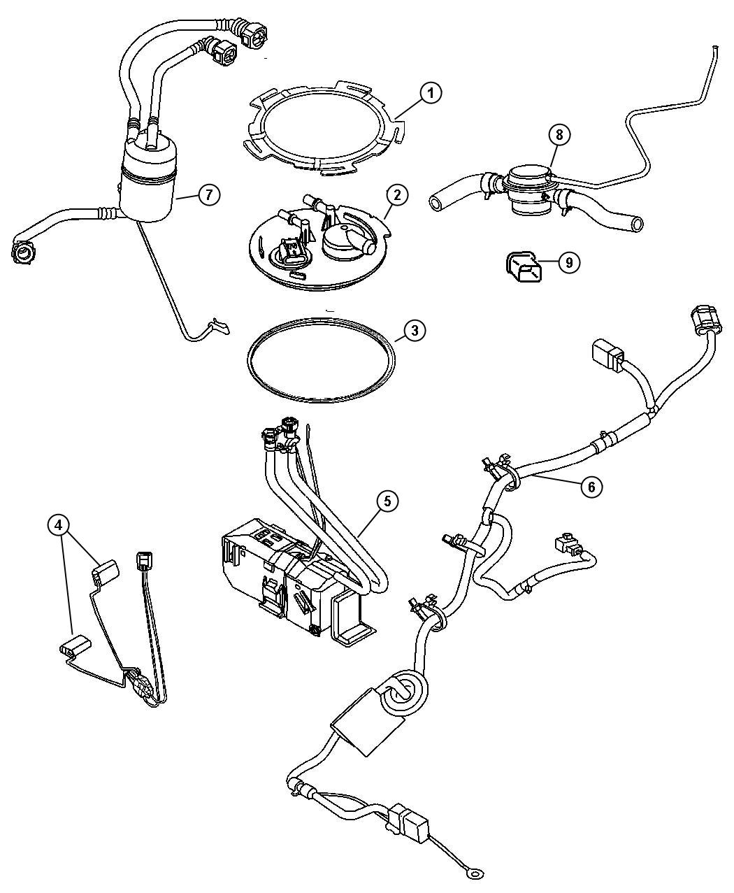 Jeep Liberty Flange package. Fuel. Fuel pump flange and seal only