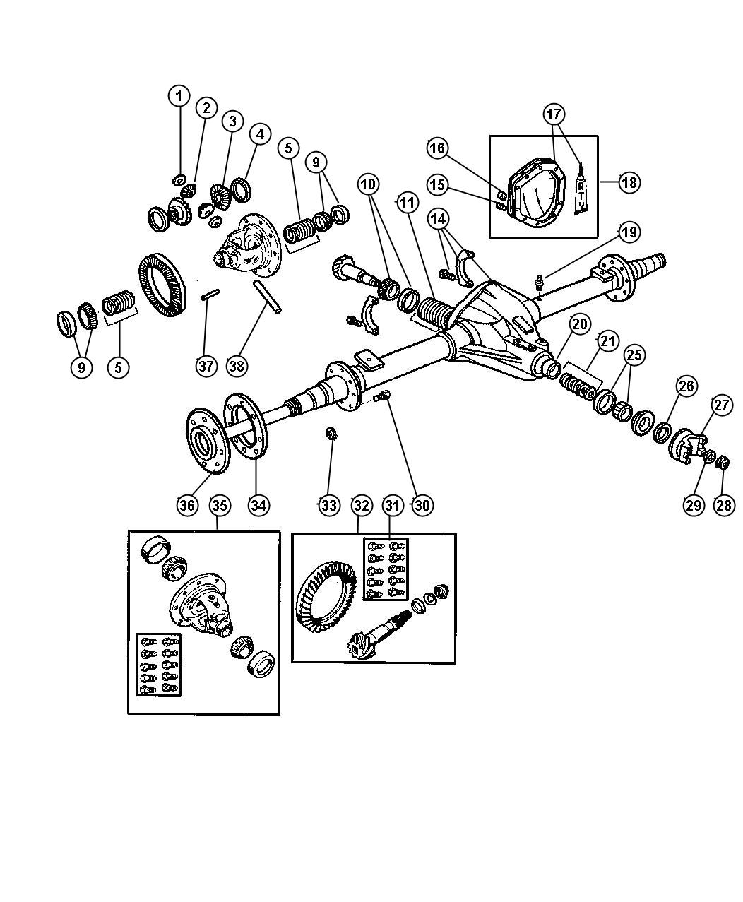 Axle,Rear,With Differential and Housing,Dana M70/267MM [REAR AXLE ...