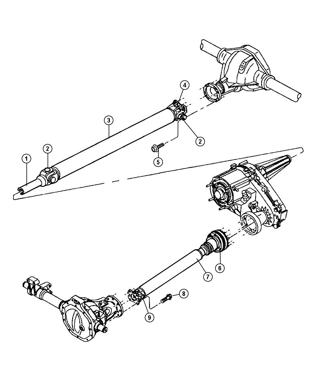 2004 Dodge Dakota Shaft,Propeller,Front and RearAN 5.