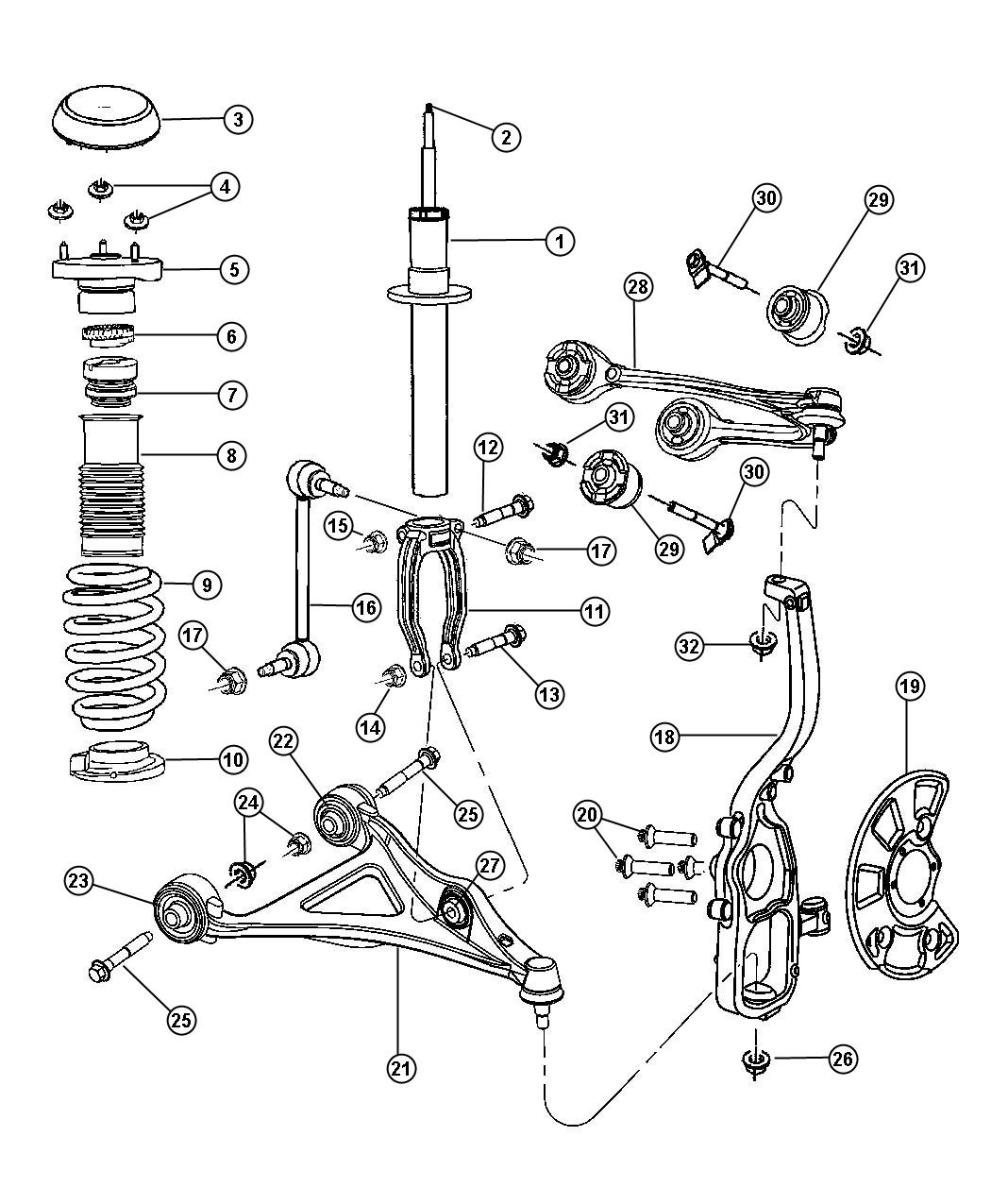 Chrysler 300 Shock absorber. Suspension 04782643AC Factory Chrysler