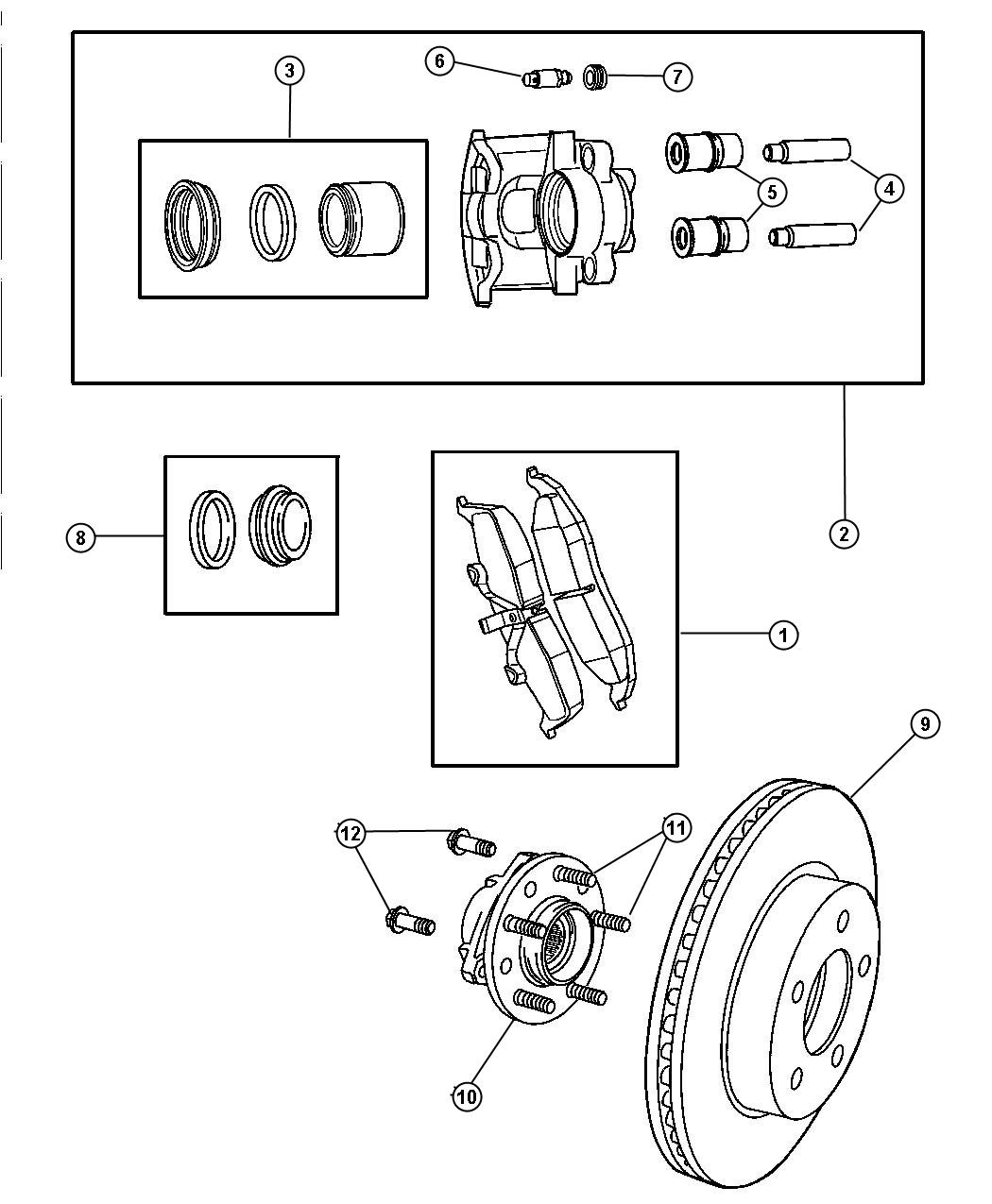 2000 Dodge Dakota Pin. Caliper. Left, right. [brakes 4wheel disc