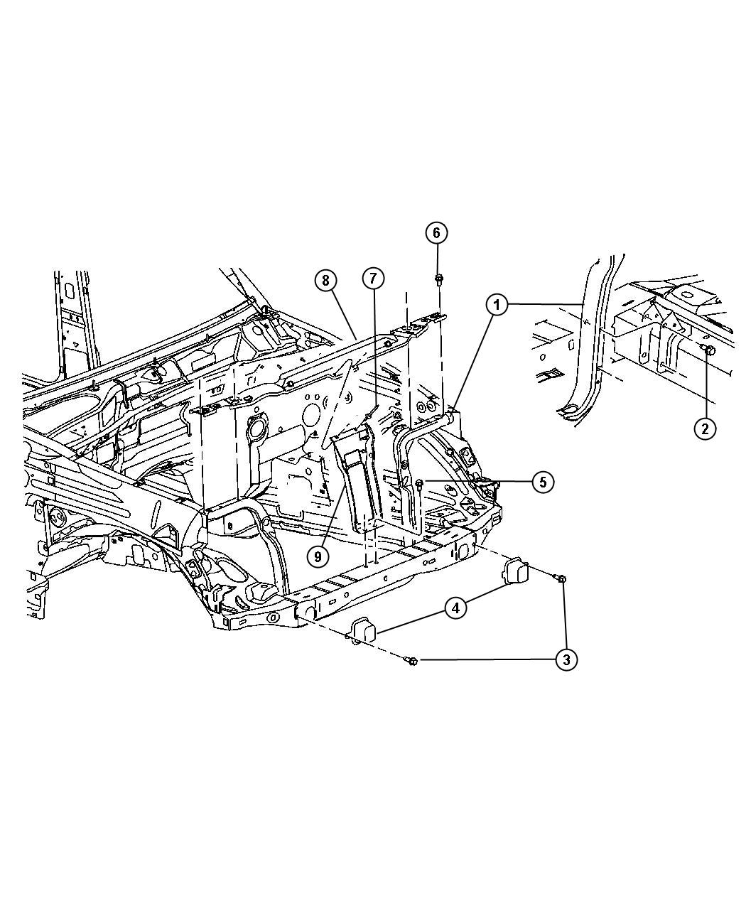 2006 Jeep Liberty Reinforcement. Hood latch. H and p series