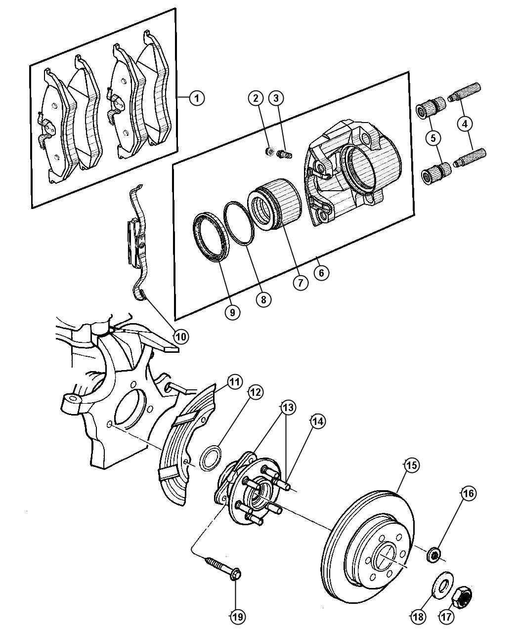 2000 Dodge Dakota Pin. Caliper. Left, right. [brakes 4wheel disc