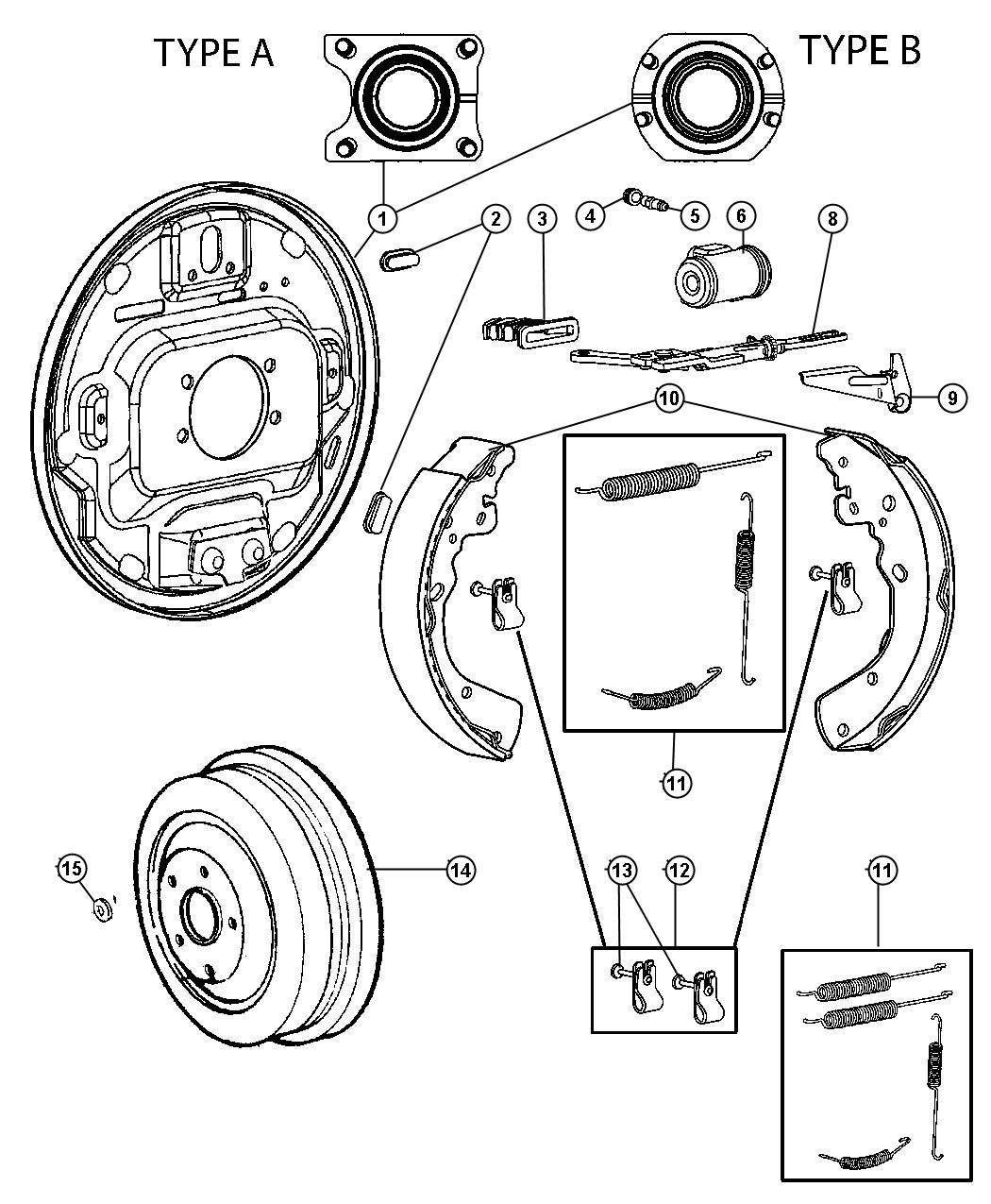 2007 Dodge Dakota Spring kit. Brake shoe hold down. Right or left ...