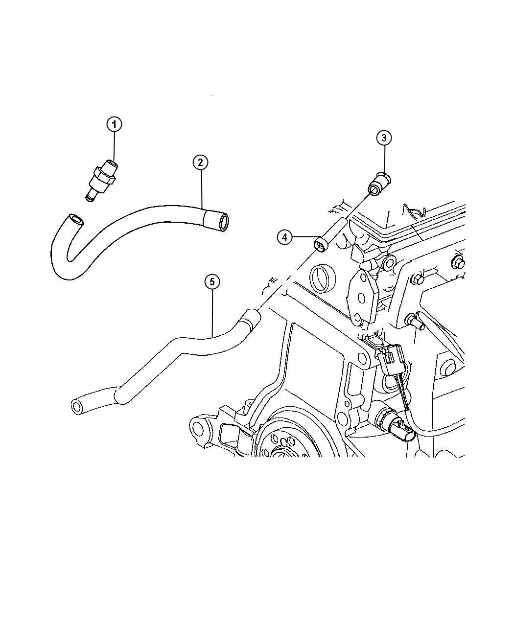 Chrysler Pt Cruiser Hose. Polution Control Valve. Venelation 