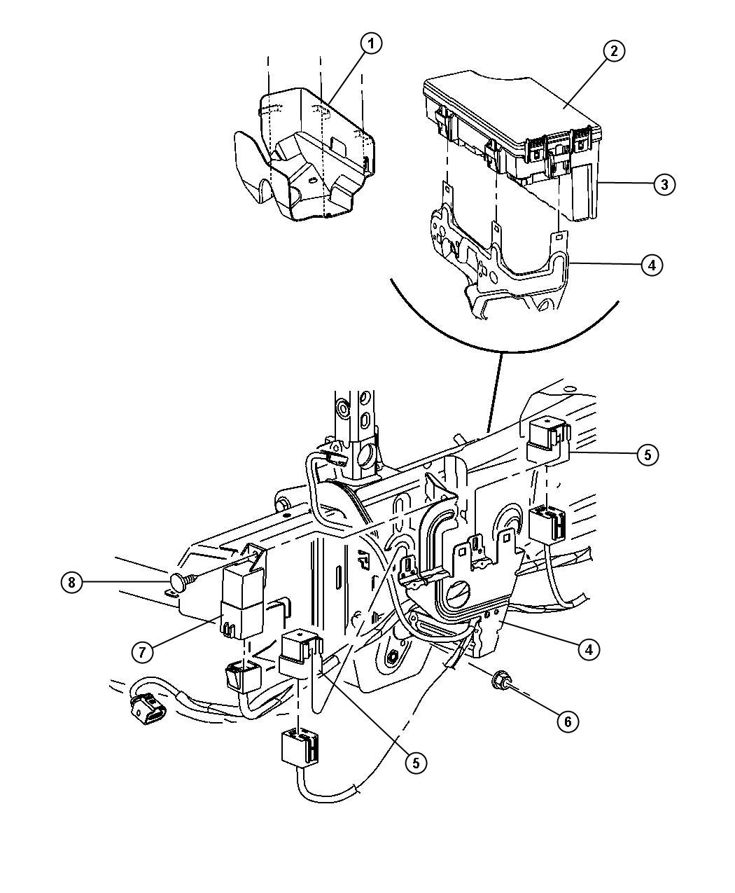 Dodge Caliber SXT Relays and Totally Integrated Power Module Mounting.