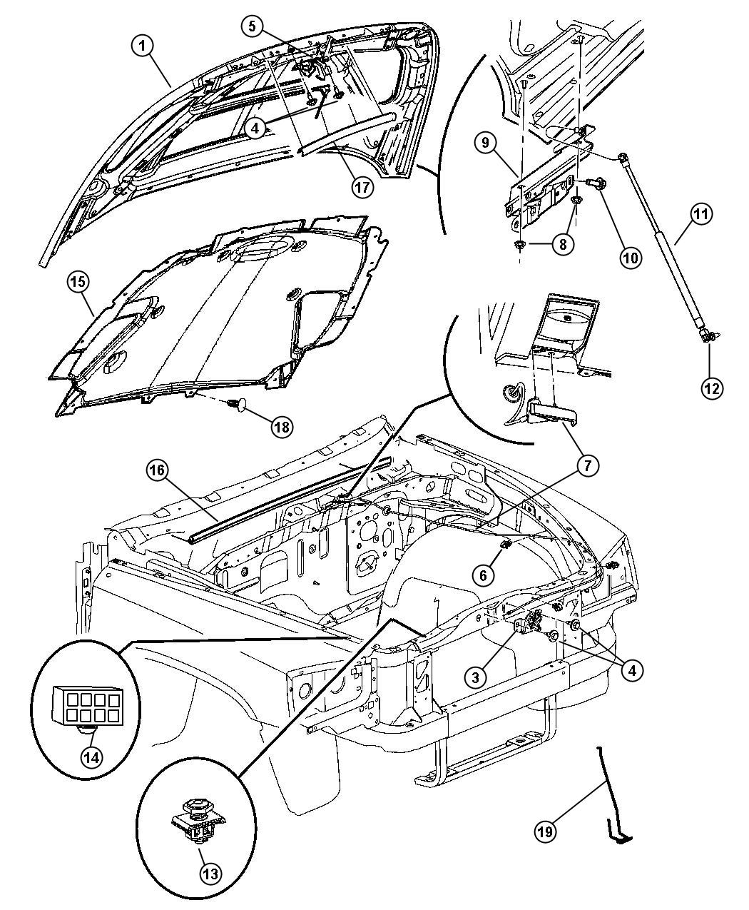 2004 Dodge Ram 1500 Latch. Hood - 55255451AC | Factory Chrysler Parts ...