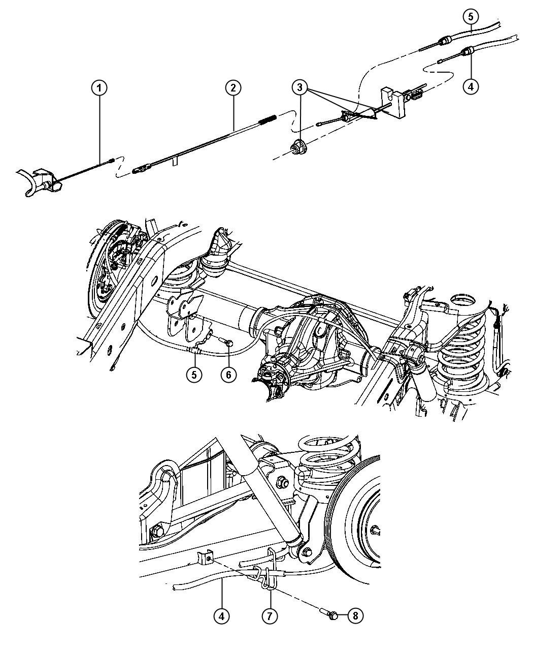 Dodge Ram 1500 Tensioner. Parking brake cable. Cablesrear - 52113642AH ...