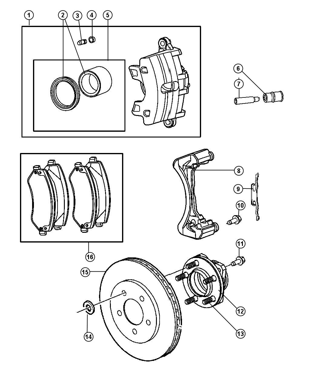 2000 Dodge Dakota Pin. Caliper. Left, right. [brakes 4wheel disc