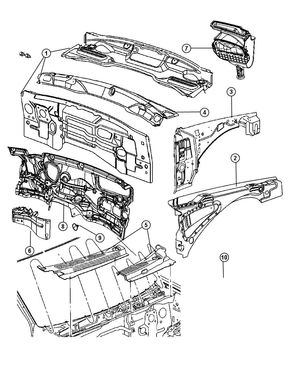 55079197AH - MOPAR Panel. Cowl top | Factory Chrysler Parts, Bartow FL