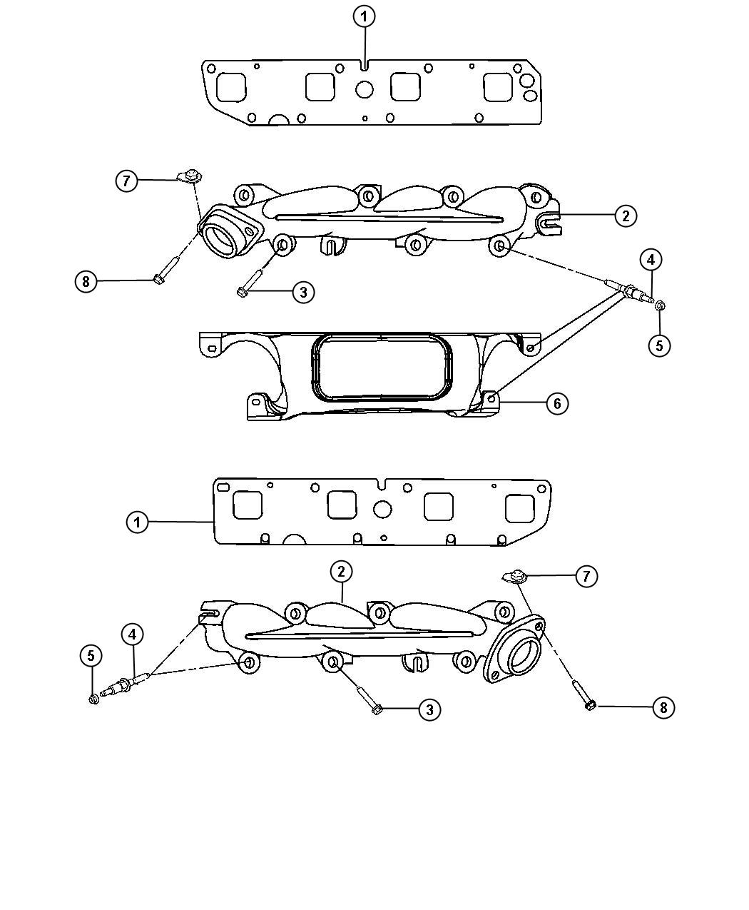 05045496AA MOPAR Gasket. Exhaust manifold. Left side, right, right