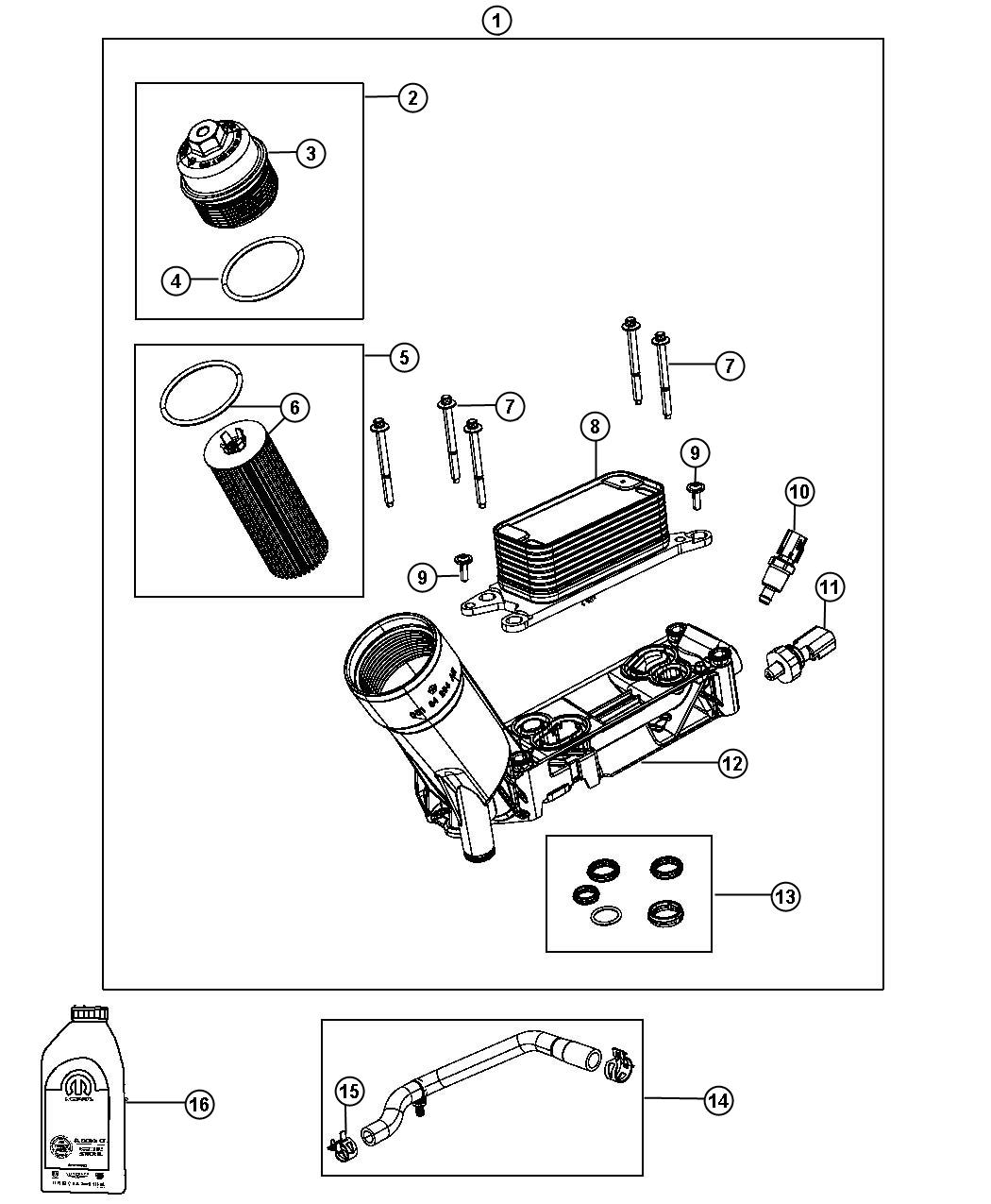 2016 Jeep Wrangler Hose. Oil Cooler Outlet. Adaptercooler - 68092947AC ...