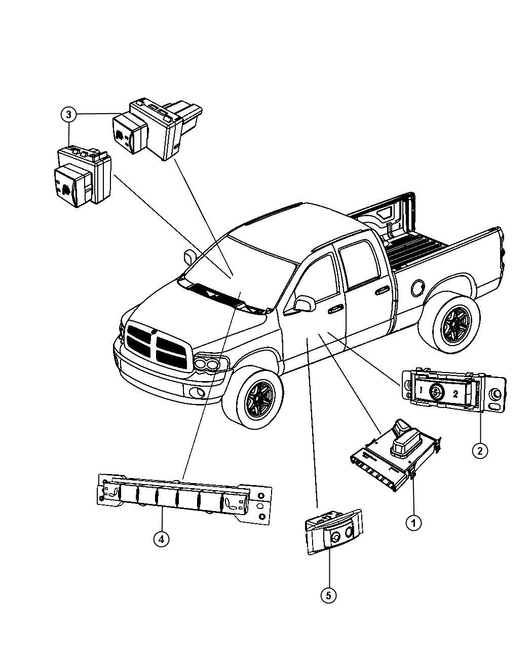 2012 Dodge Ram 5500 Switch. Instrument panel. [i/p mounted switch bank ...