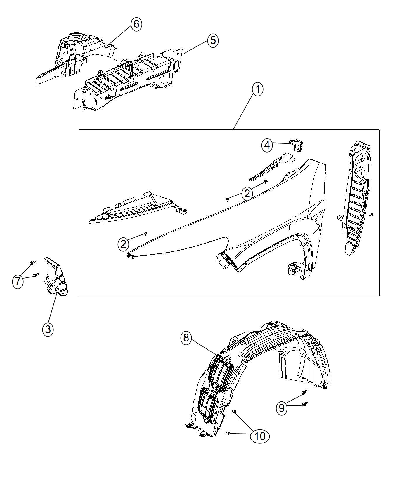 68103308AF - Jeep Fender. Front. Right | Factory Chrysler Parts, Bartow FL