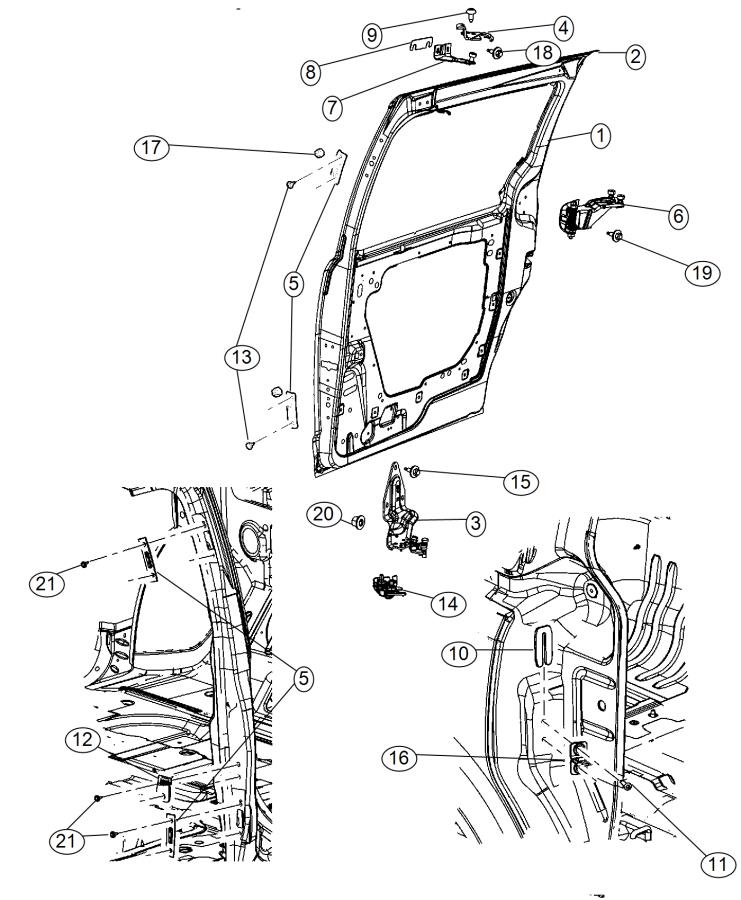 Dodge Grand Caravan Bumper. Sliding door. Right - 68195956AA | Factory ...